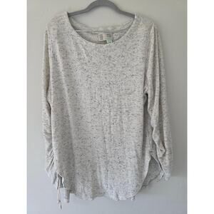 Anthropologie Saturday Sunday Ruched Sleeve Knit Top Heather Gray Size M